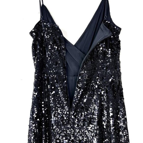 Ramy Brook Leanne Dress Midi Black Sequin Surplice V-Neck Sleeveless 8 NEW - Picture 10 of 10